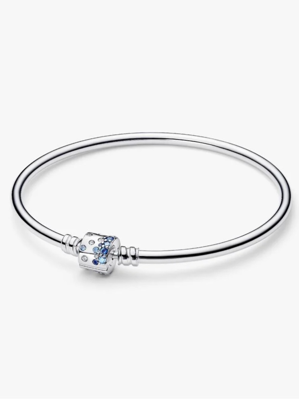 Pandora Sparkling Blue Barrel Clasp Bangle 7.5